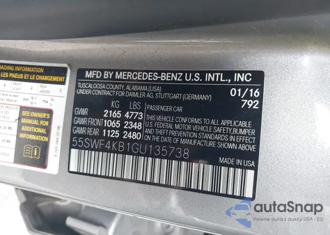2016 Mercedes-Benz C 300 4Matic/Luxury 4Matic/Sport 4Matic from USA, damaged, VIN 55SWF4KB1GU135738